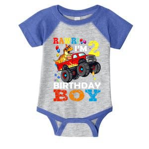 2 Year Old Gift 2nd Birthday Boy Dinosaur Monster Truck Great Gift Infant Baby Jersey Bodysuit