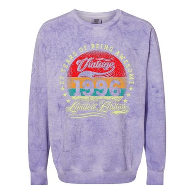 27 Year Old Gifts Vintage 1996 Limited Edition 27th Birthday Colorblast Crewneck Sweatshirt