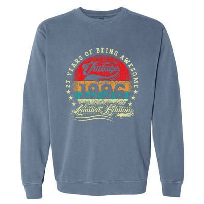 27 Year Old Gifts Vintage 1996 Limited Edition 27th Birthday Garment-Dyed Sweatshirt