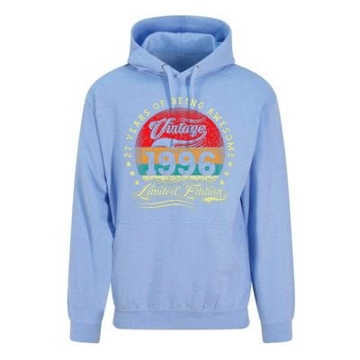 27 Year Old Gifts Vintage 1996 Limited Edition 27th Birthday Unisex Surf Hoodie