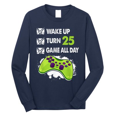 25 Year Old Gifts  Boy Gamer Birthday Party 25th Birthday Long Sleeve Shirt