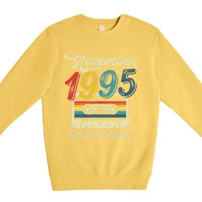 27 Years Old Gift Retro November 1995 Cassette 27th Birthday Premium Crewneck Sweatshirt