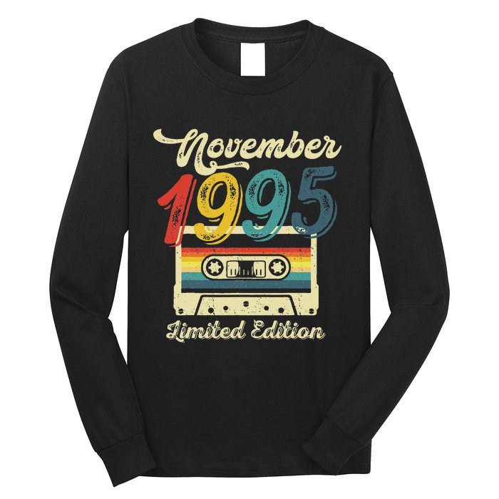 27 Years Old Gift Retro November 1995 Cassette 27th Birthday Long Sleeve Shirt