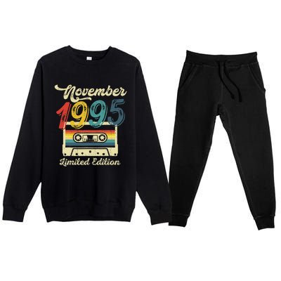 27 Years Old Gift Retro November 1995 Cassette 27th Birthday Premium Crewneck Sweatsuit Set