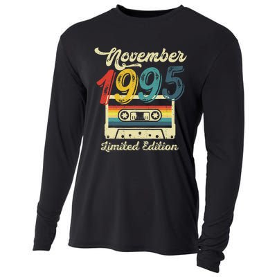 27 Years Old Gift Retro November 1995 Cassette 27th Birthday Cooling Performance Long Sleeve Crew