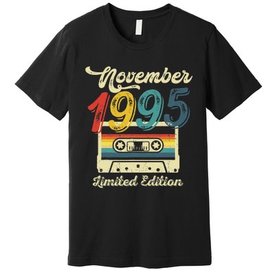 27 Years Old Gift Retro November 1995 Cassette 27th Birthday Premium T-Shirt