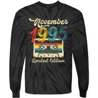 27 Years Old Gift Retro November 1995 Cassette 27th Birthday Tie-Dye Long Sleeve Shirt