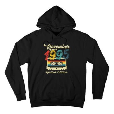 27 Years Old Gift Retro November 1995 Cassette 27th Birthday Tall Hoodie