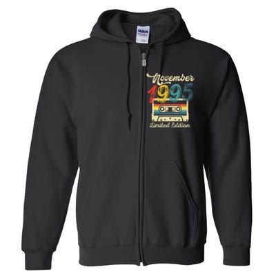 27 Years Old Gift Retro November 1995 Cassette 27th Birthday Full Zip Hoodie