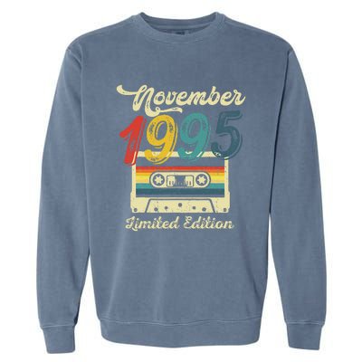 27 Years Old Gift Retro November 1995 Cassette 27th Birthday Garment-Dyed Sweatshirt