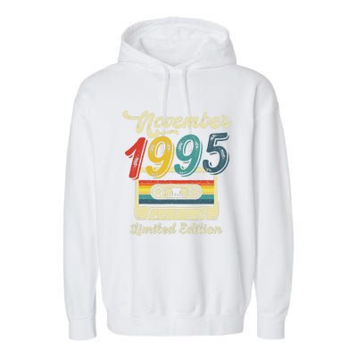 27 Years Old Gift Retro November 1995 Cassette 27th Birthday Garment-Dyed Fleece Hoodie