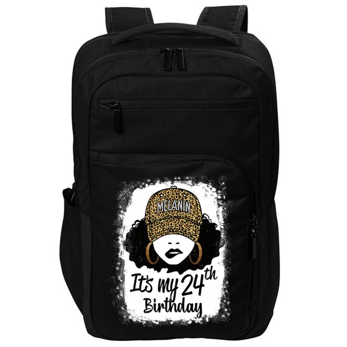 24 Years Old Leopard Melanin Girl It's My 24th Birthday Impact Tech Backpack