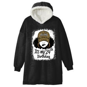 24 Years Old Leopard Melanin Girl It's My 24th Birthday Hooded Wearable Blanket