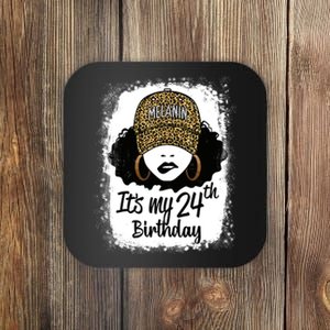 24 Years Old Leopard Melanin Girl It's My 24th Birthday Coaster