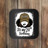 24 Years Old Leopard Melanin Girl It's My 24th Birthday Coaster