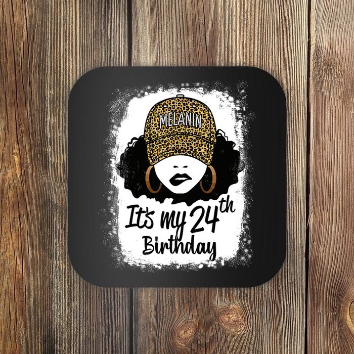 24 Years Old Leopard Melanin Girl It's My 24th Birthday Coaster