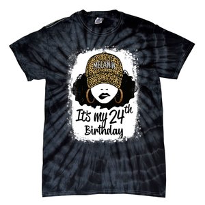 24 Years Old Leopard Melanin Girl It's My 24th Birthday Tie-Dye T-Shirt