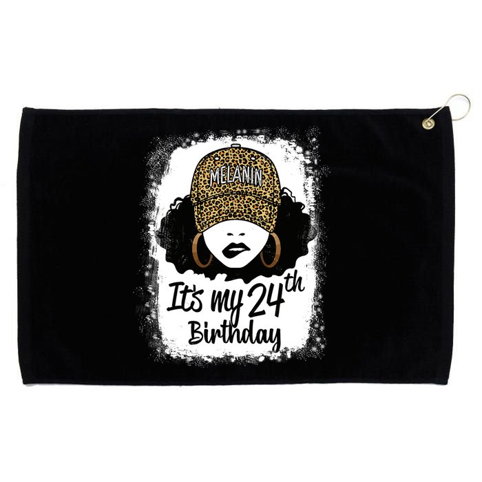 24 Years Old Leopard Melanin Girl It's My 24th Birthday Grommeted Golf Towel