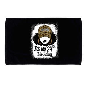 24 Years Old Leopard Melanin Girl It's My 24th Birthday Microfiber Hand Towel