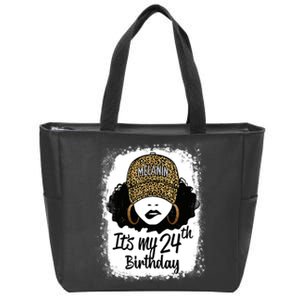 24 Years Old Leopard Melanin Girl It's My 24th Birthday Zip Tote Bag