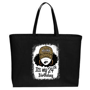 24 Years Old Leopard Melanin Girl It's My 24th Birthday Cotton Canvas Jumbo Tote