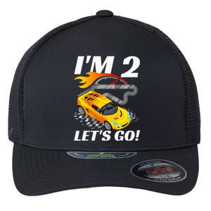 2 Year Old 2nd Racing Racecar Birthday Party Flexfit Unipanel Trucker Cap