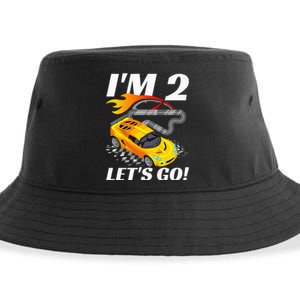 2 Year Old 2nd Racing Racecar Birthday Party Sustainable Bucket Hat