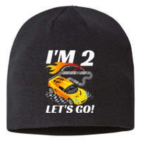 2 Year Old 2nd Racing Racecar Birthday Party Sustainable Beanie