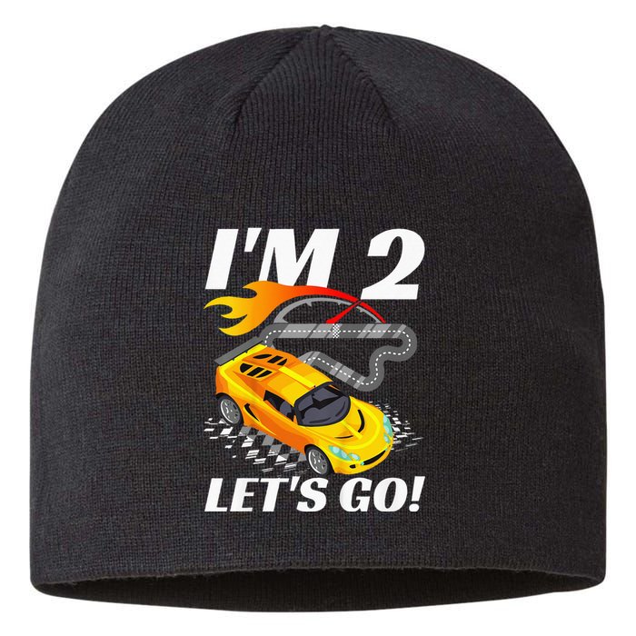 2 Year Old 2nd Racing Racecar Birthday Party Sustainable Beanie