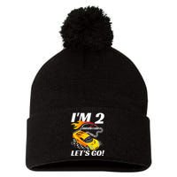 2 Year Old 2nd Racing Racecar Birthday Party Pom Pom 12in Knit Beanie