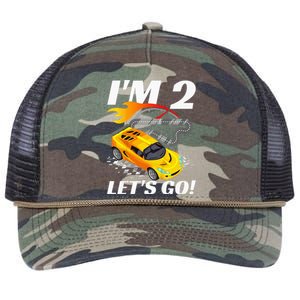 2 Year Old 2nd Racing Racecar Birthday Party Retro Rope Trucker Hat Cap