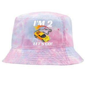 2 Year Old 2nd Racing Racecar Birthday Party Tie-Dyed Bucket Hat