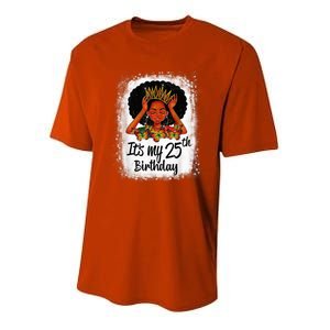 25 Years Old Black Melanin Wo Girl It's My 25th Birthday Youth Performance Sprint T-Shirt