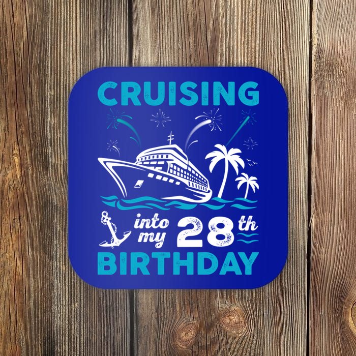 28 Year Old Birthday Cruising Into My 28Th Birthday Cruise Cute Gift Coaster