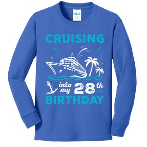 28 Year Old Birthday Cruising Into My 28Th Birthday Cruise Cute Gift Kids Long Sleeve Shirt