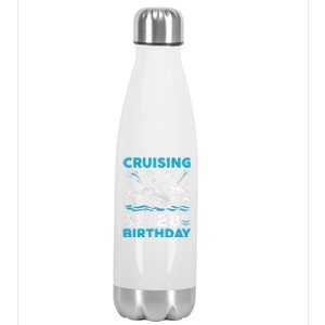 28 Year Old Birthday Cruising Into My 28Th Birthday Cruise Cute Gift Stainless Steel Insulated Water Bottle