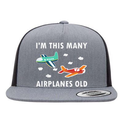 2 Years Old Airplanes Old 2nd Birthday Flat Bill Trucker Hat