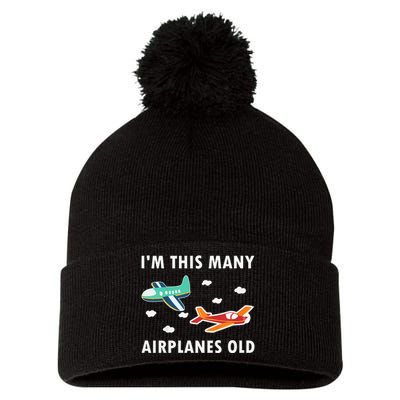 2 Years Old Airplanes Old 2nd Birthday Pom Pom 12in Knit Beanie