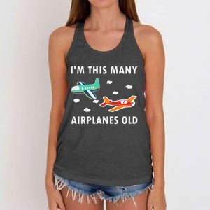 2 Years Old Airplanes Old 2nd Birthday Women's Knotted Racerback Tank