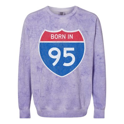 28 Year Old: Car Road Sign 1995 28th Birthday Colorblast Crewneck Sweatshirt