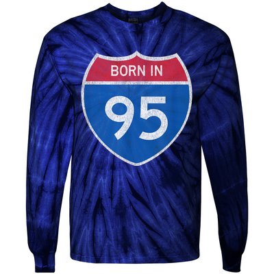 28 Year Old: Car Road Sign 1995 28th Birthday Tie-Dye Long Sleeve Shirt