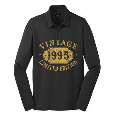 28 years old 28th Birthday Anniversary Best Limited 1995 Silk Touch Performance Long Sleeve Polo