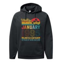 28 Years Old Gifts Vintage January 1995 28th Birthday Gift Performance Fleece Hoodie