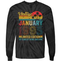 28 Years Old Gifts Vintage January 1995 28th Birthday Gift Tie-Dye Long Sleeve Shirt