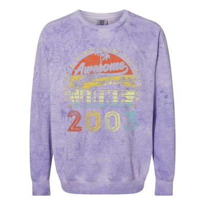 20 Year Old Awesome Since June 2003 20th Birthday Colorblast Crewneck Sweatshirt