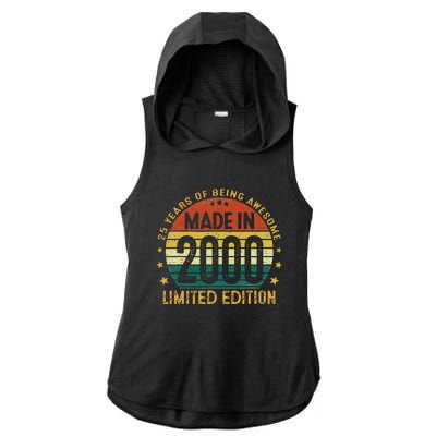 25 Year Old Gifts Made In 2000 Limited Edition 25th Birthday Ladies PosiCharge Tri-Blend Wicking Draft Hoodie Tank