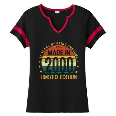 25 Year Old Gifts Made In 2000 Limited Edition 25th Birthday Ladies Halftime Notch Neck Tee