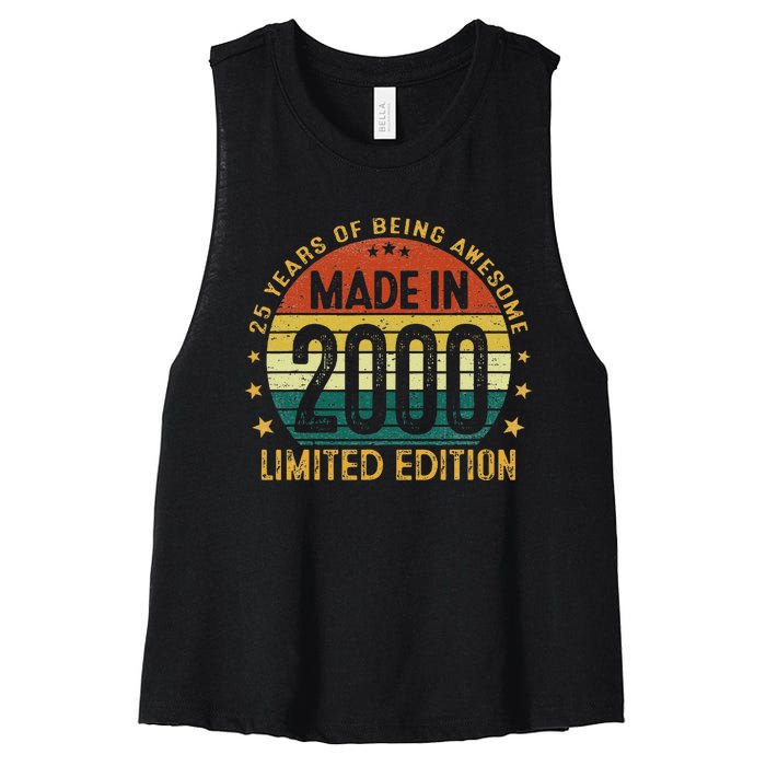 25 Year Old Gifts Made In 2000 Limited Edition 25th Birthday Women's Racerback Cropped Tank