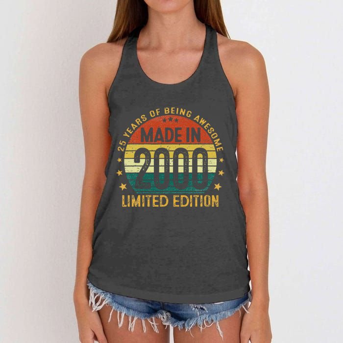 25 Year Old Gifts Made In 2000 Limited Edition 25th Birthday Women's Knotted Racerback Tank