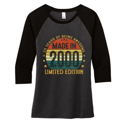 25 Year Old Gifts Made In 2000 Limited Edition 25th Birthday Women's Tri-Blend 3/4-Sleeve Raglan Shirt